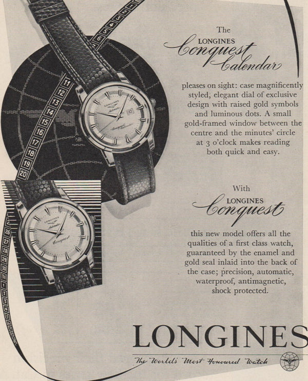 Stunning Gold capped Conquest Calendar Wristwatch Model 9007 - Dated 1959 with Original black dial