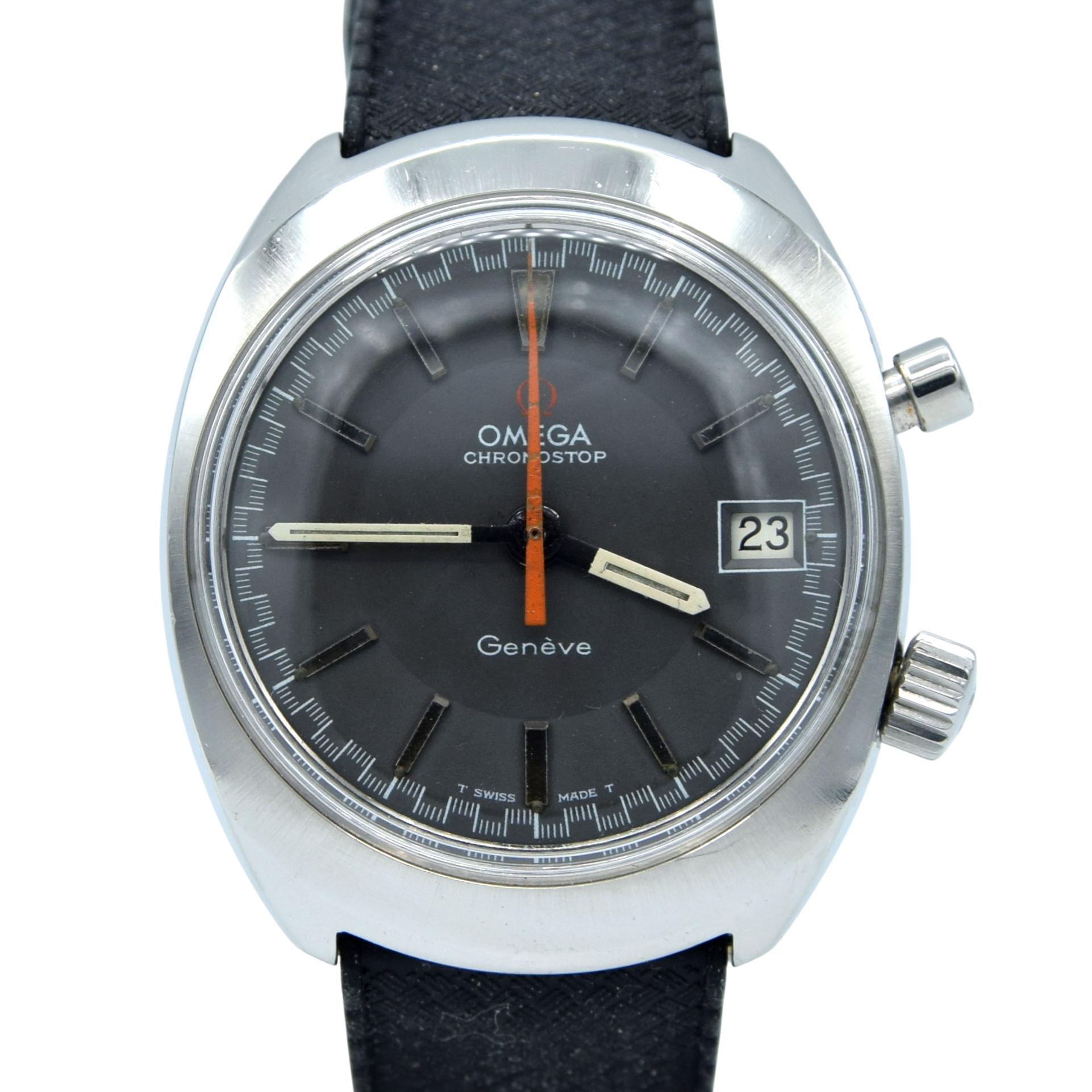 1969 Omega Chronostop Genéve Date Model 146.009 Grey Sloped Dial in Stainless Steel