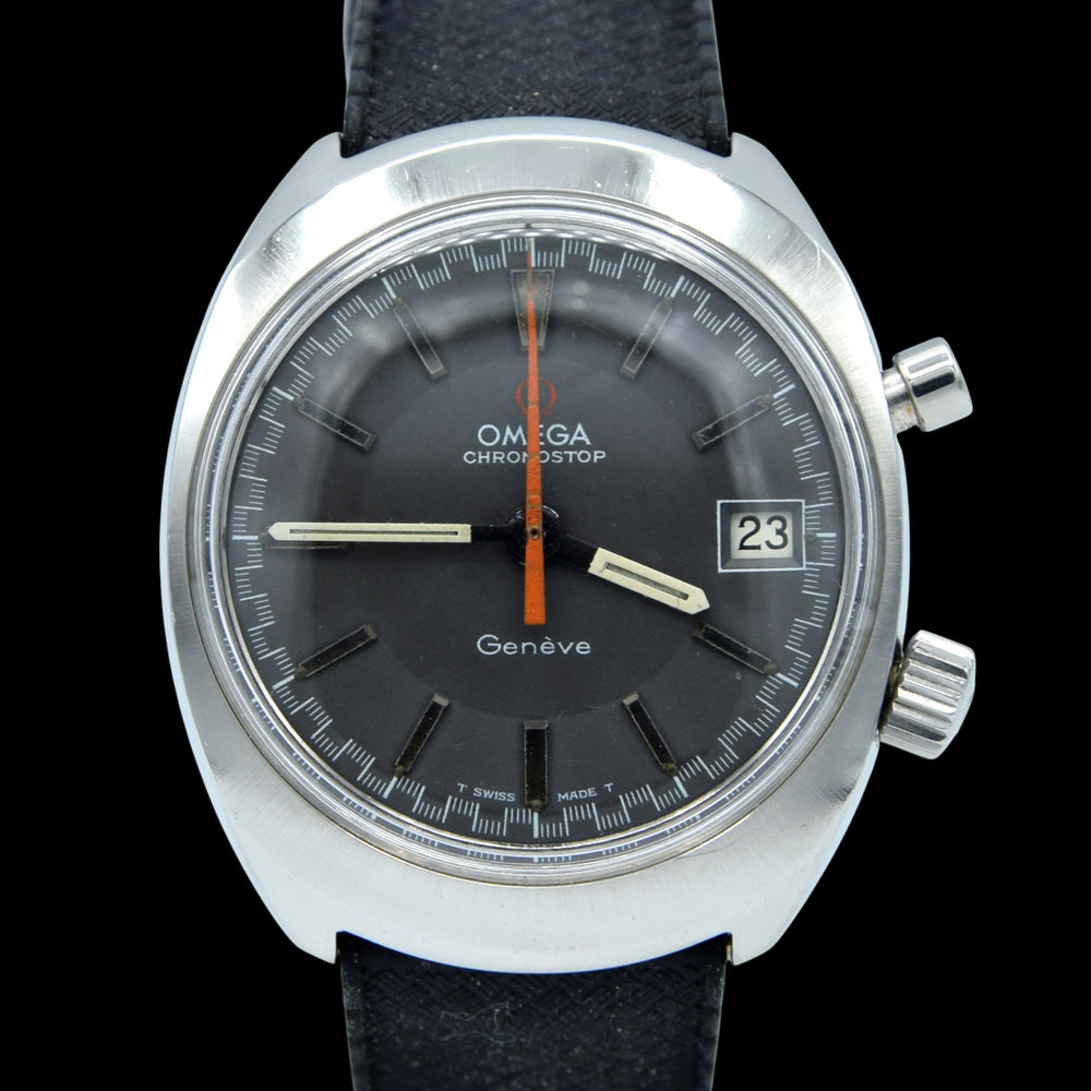 1969 Omega Chronostop Genéve Date Model 146.009 Grey Sloped Dial in Stainless Steel