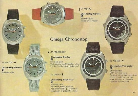 1967 Omega Chronostop Genéve Model 145.010 'Drivers' with Grey Sloped Dial in Stainless Steel on mesh bracelet