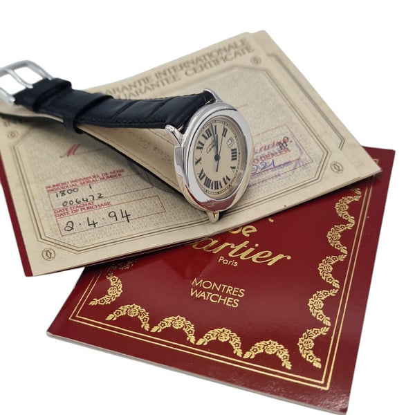 1994 Cartier 'Must de' Ronde with Roman Numerals in 925 Sterling Silver Vermeil Case Model 1800