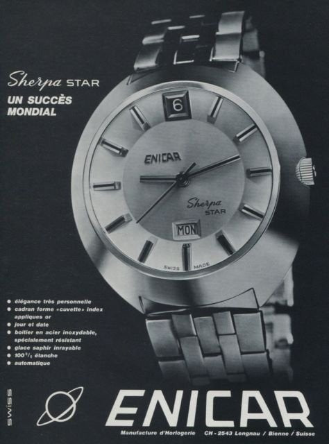 1970s Enicar manual classic wristwatch date ultrasonic star jewels - square wristwatch ref 121/009