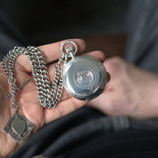 1917 Heavy Cased 2oz Solid Sterling Silver Full Hunter Pocket Watch - Retailed by Thos. Russell & Son, Liverpool