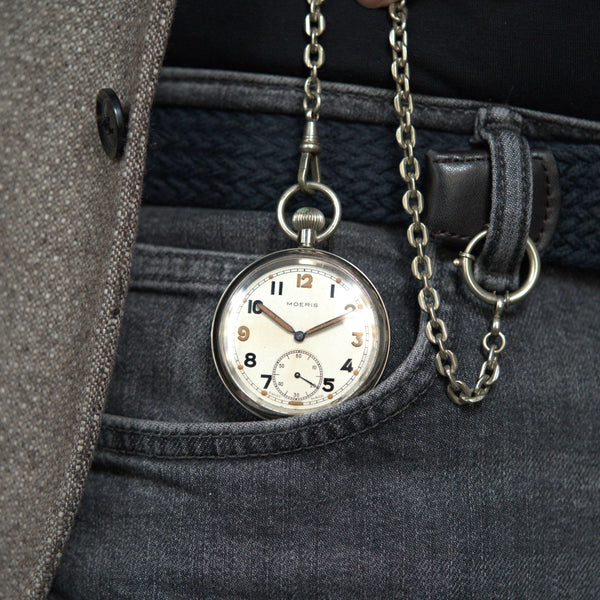1940s Moeris G.S.T.P British Military issue Service pocketwatch WW2 Swiss Movement