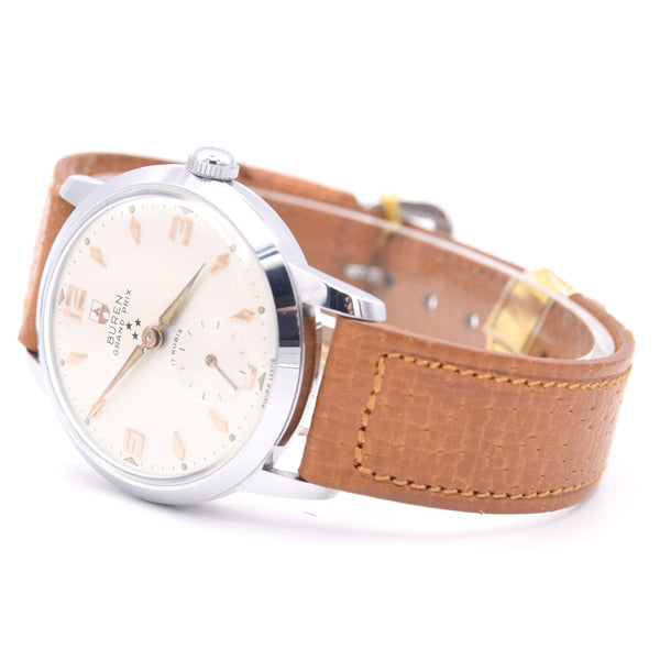 1950s Stunning Buren Grand Prix swiss unused - new old stock wristwatch with strap and tags