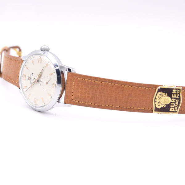 1950s Stunning Buren Grand Prix swiss unused - new old stock wristwatch with strap and tags