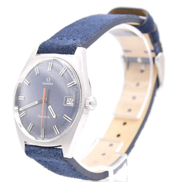 1969 Omega Geneve Date Model 136.041 Manual Wind with Metallic Blue Dial