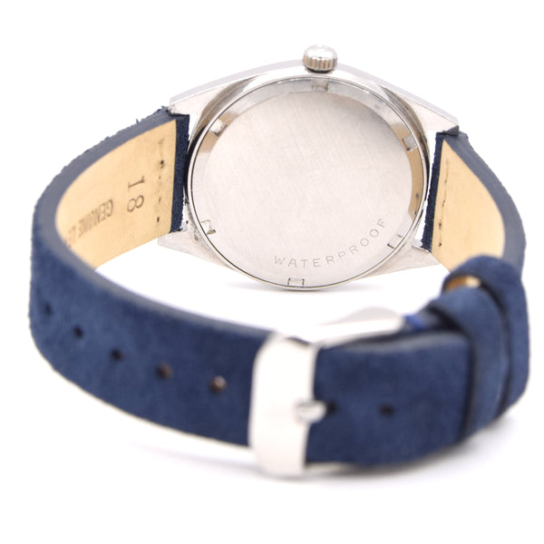 1969 Omega Geneve Date Model 136.041 Manual Wind with Metallic Blue Dial