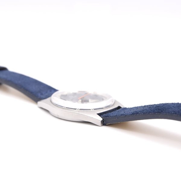 1969 Omega Geneve Date Model 136.041 Manual Wind with Metallic Blue Dial