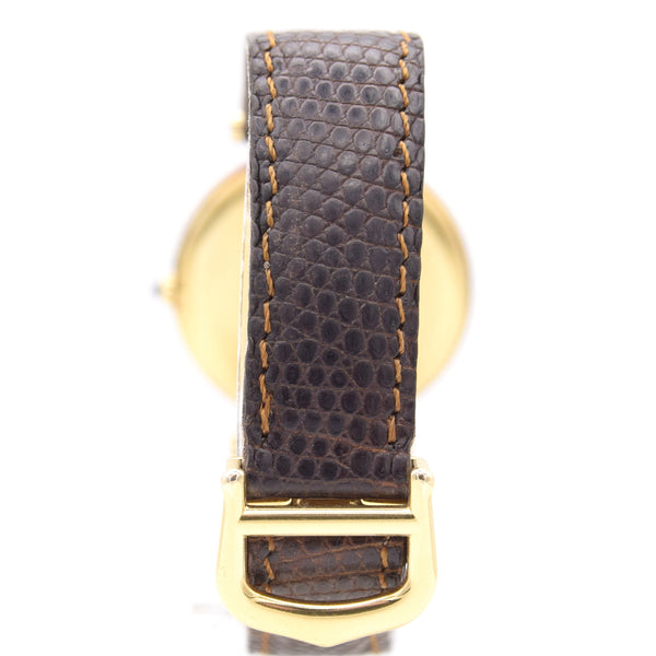 (Reserved)1990s Cartier 'Must de' Ronde Vendôme with tri-colour Dial in 925 Silver Gilt Vermeil Case with DP Buckle