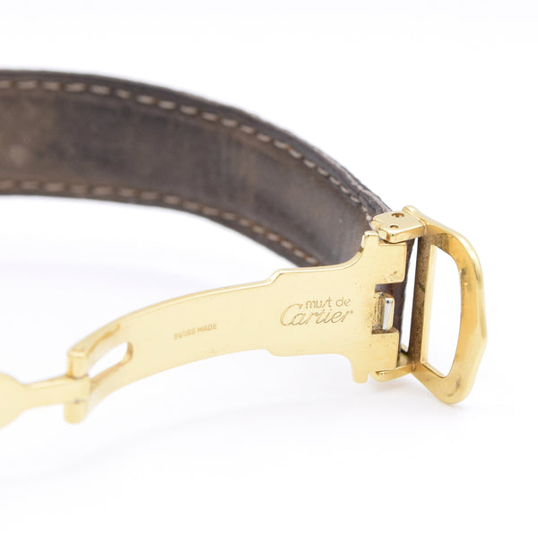 (Reserved)1990s Cartier 'Must de' Ronde Vendôme with tri-colour Dial in 925 Silver Gilt Vermeil Case with DP Buckle