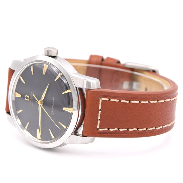 1958 Large & rare 36mm Omega Seamaster Automatic Wristwatch Model 2857/2856 Black Dial