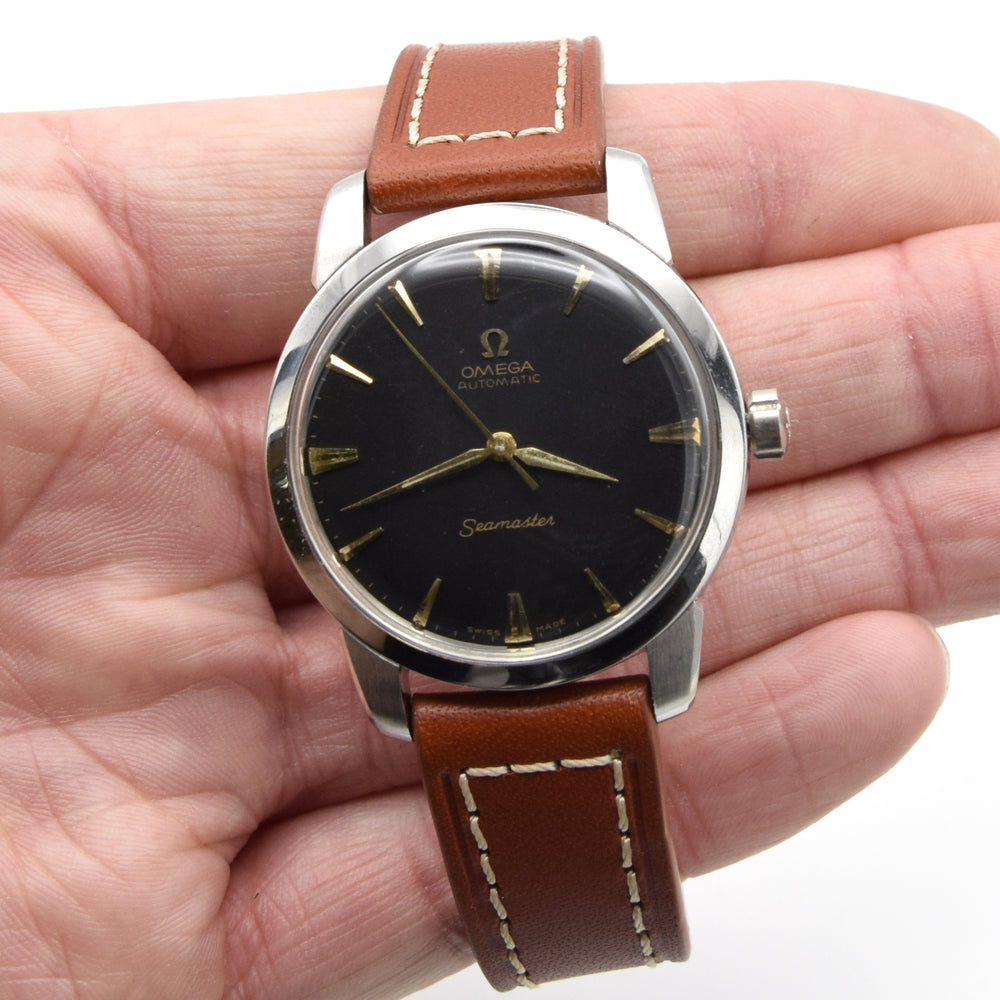 1958 Large & rare 36mm Omega Seamaster Automatic Wristwatch Model 2857/2856 Black Dial