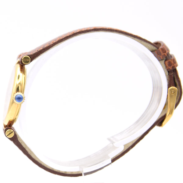 1993 Ladies Cartier 'Must de' Ronde Vendôme with Ivory Roman Numeral Dial in 925 Silver Gilt Box and papers