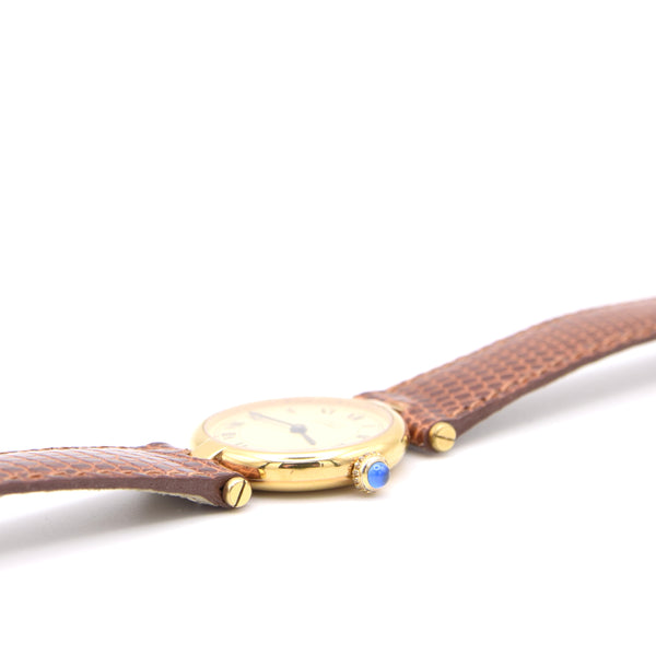 1993 Ladies Cartier 'Must de' Ronde Vendôme with Ivory Roman Numeral Dial in 925 Silver Gilt Box and papers