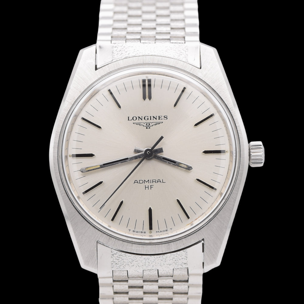 1973 circa Longines Admiral HF Ref. 2301 -1 steel vintage wristwatch on rare fitted NSA bracelet