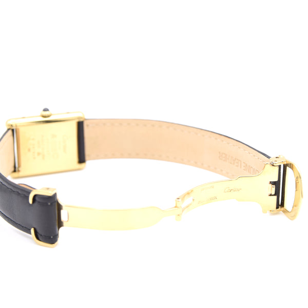 1983 Cartier Tank Mechanical Manual Wind with original black roman numeral Dial in 925 case with box and papers