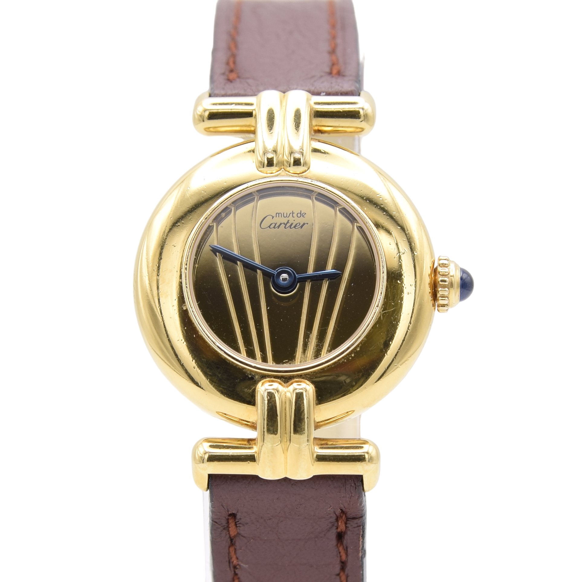 Ladies Cartier 'Must de' Rivoli Vermeil with unusual Art Deco syle Dial in 925 Silver Gilt