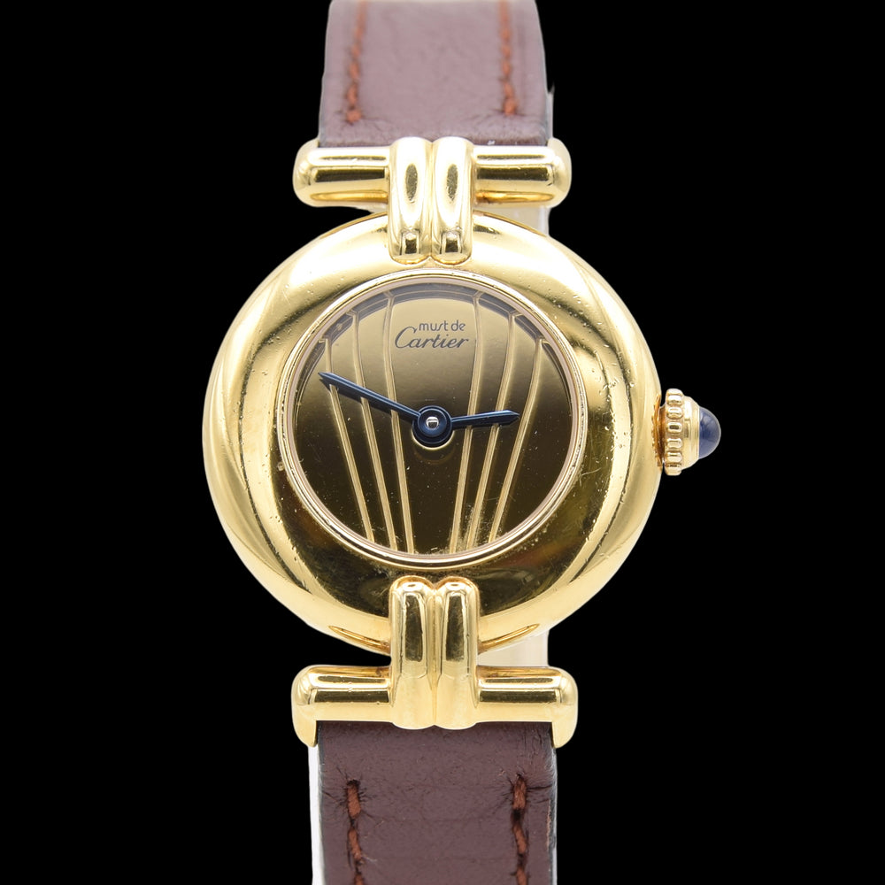 Ladies Cartier 'Must de' Rivoli Vermeil with unusual Art Deco syle Dial in 925 Silver Gilt