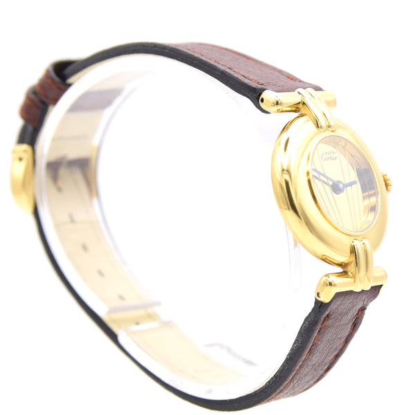 Ladies Cartier 'Must de' Rivoli Vermeil with unusual Art Deco syle Dial in 925 Silver Gilt