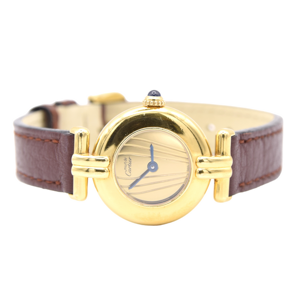 Ladies Cartier 'Must de' Rivoli Vermeil with unusual Art Deco syle Dial in 925 Silver Gilt