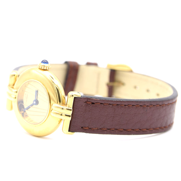 Ladies Cartier 'Must de' Rivoli Vermeil with unusual Art Deco syle Dial in 925 Silver Gilt