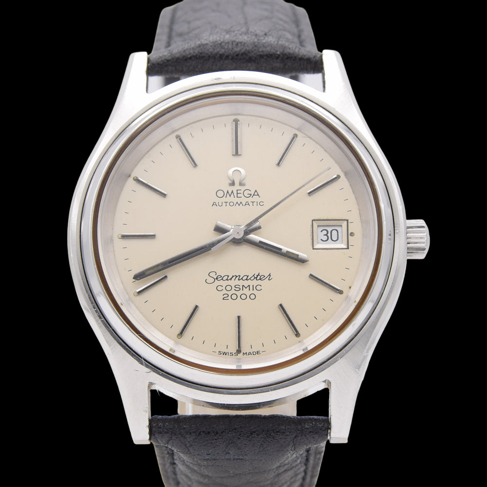 1973 Omega Large 38mm Seamaster Cosmic 2000 Automatic Date Model 166.128 with Silvered Dial
