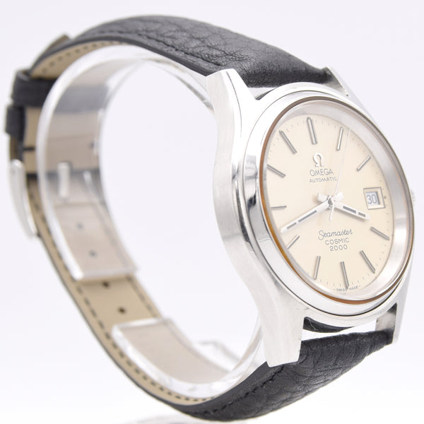 1973 Omega Large 38mm Seamaster Cosmic 2000 Automatic Date Model 166.128 with Silvered Dial