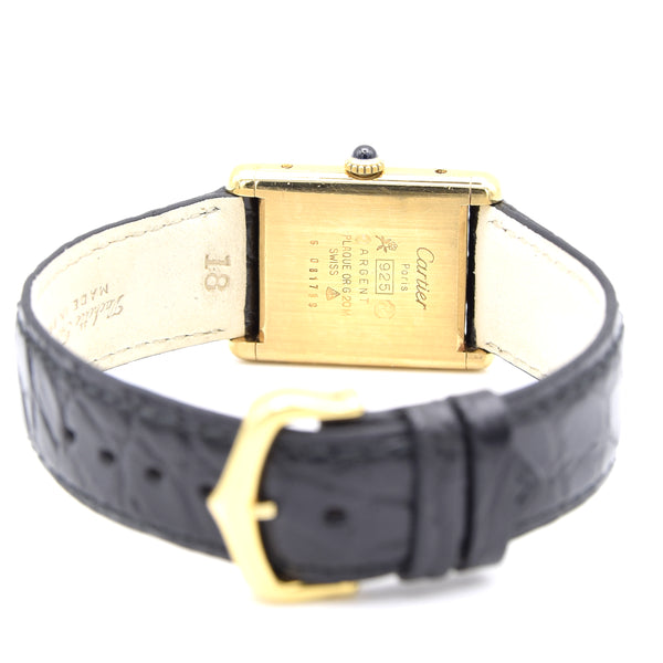 1970s Cartier Tank Mechanical Manual Wind with lapis lazuli type Dial in 925 case with box