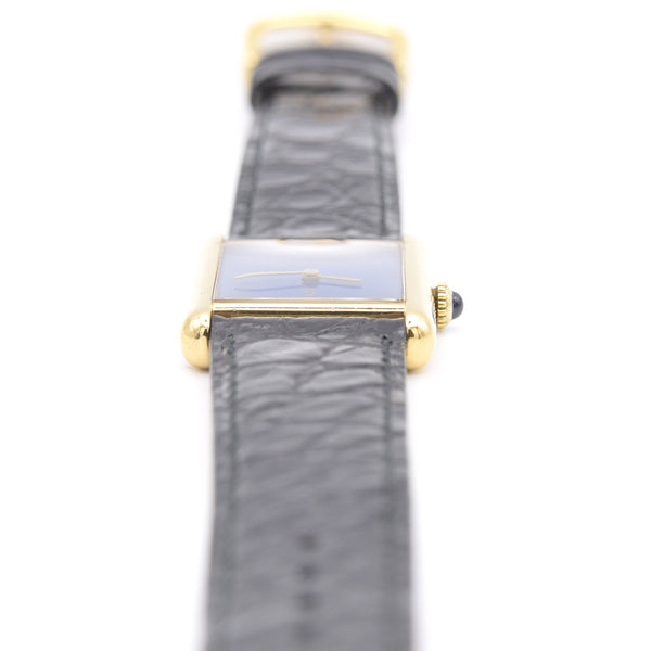 1970s Cartier Tank Mechanical Manual Wind with lapis lazuli type Dial in 925 case with box