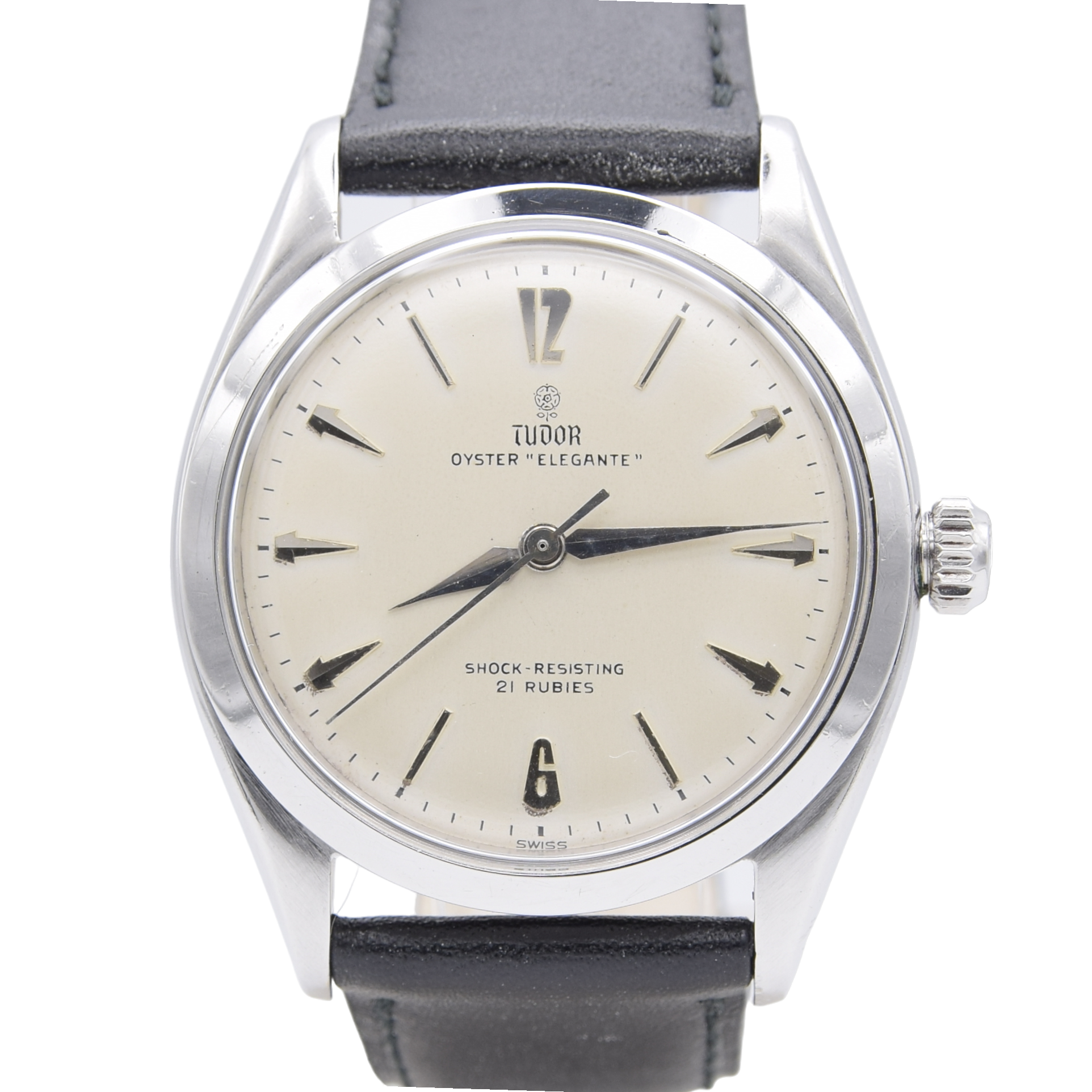 1959 Tudor Oyster 'Elegante' Wristwatch Model 7960 with rare Dial in Stainless Steel 34mm