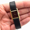 1986 Cartier Ladies Tank Swiss quartz with Rare Burgundy Red  Dial in 925 Sterling Silver Gilt Vermeil Case with Box and Papers