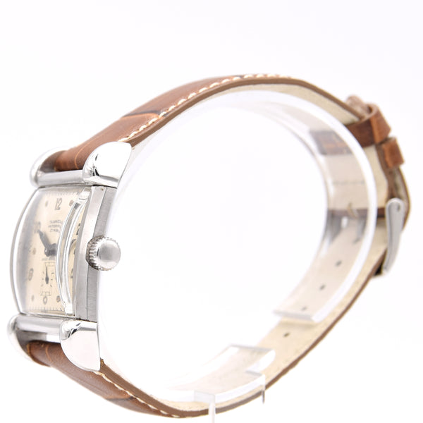 1940s Cyma - Tavannes Rectangular Early Waterproof Patent Wristwatch with fabulous claw lugs