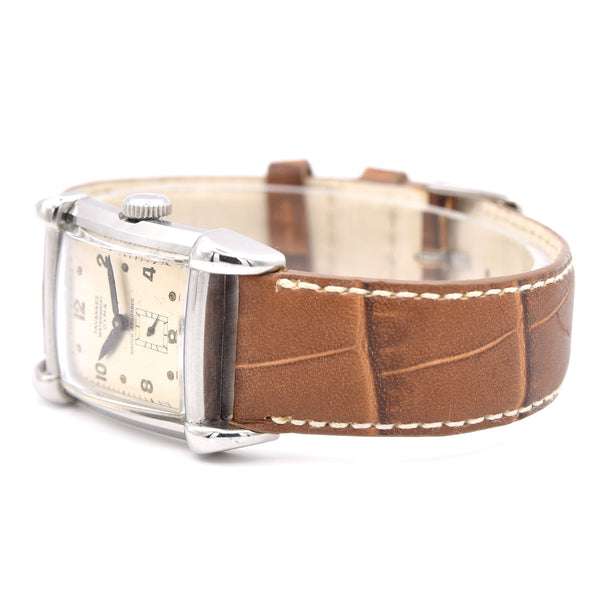 1940s Cyma - Tavannes Rectangular Early Waterproof Patent Wristwatch with fabulous claw lugs