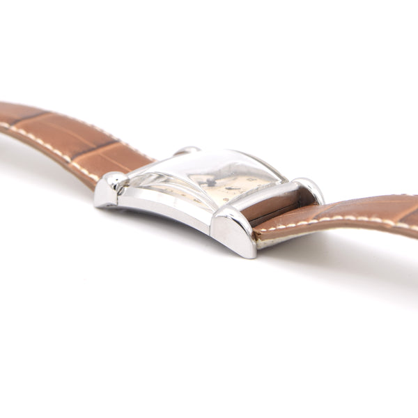 1940s Cyma - Tavannes Rectangular Early Waterproof Patent Wristwatch with fabulous claw lugs