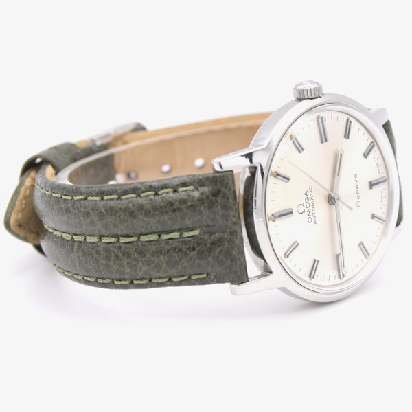 1975 Omega Genève Automatic with Satin Silver Sunburst Dial and Onyx style Markers in Stainless Steel Model 165.070