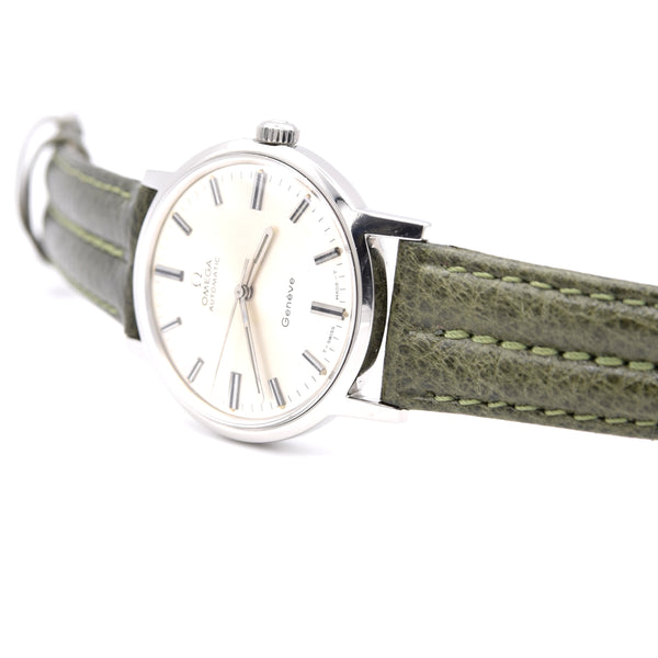 1975 Omega Genève Automatic with Satin Silver Sunburst Dial and Onyx style Markers in Stainless Steel Model 165.070