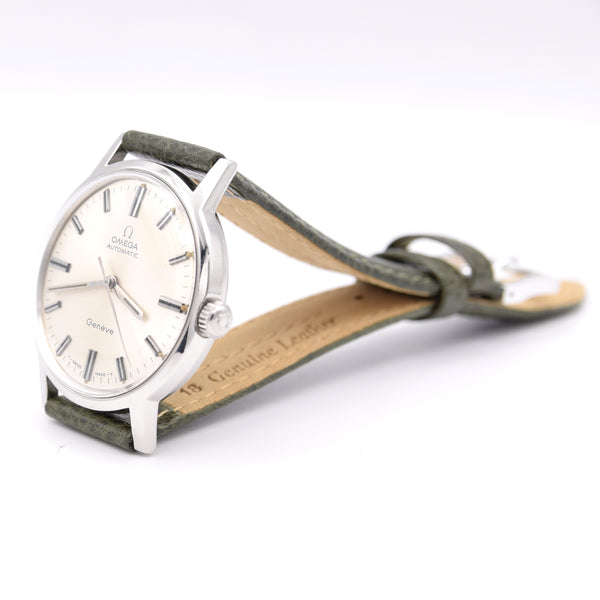 1975 Omega Genève Automatic with Satin Silver Sunburst Dial and Onyx style Markers in Stainless Steel Model 165.070