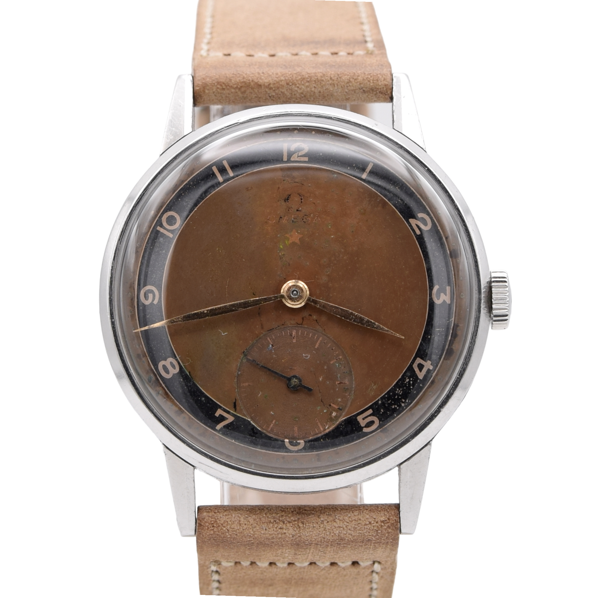 1939 Rare Omega 'Teddington' Red Star with Two Tone Radial Dial Model 2271 Cal. 30T2 PC Brazilian Market