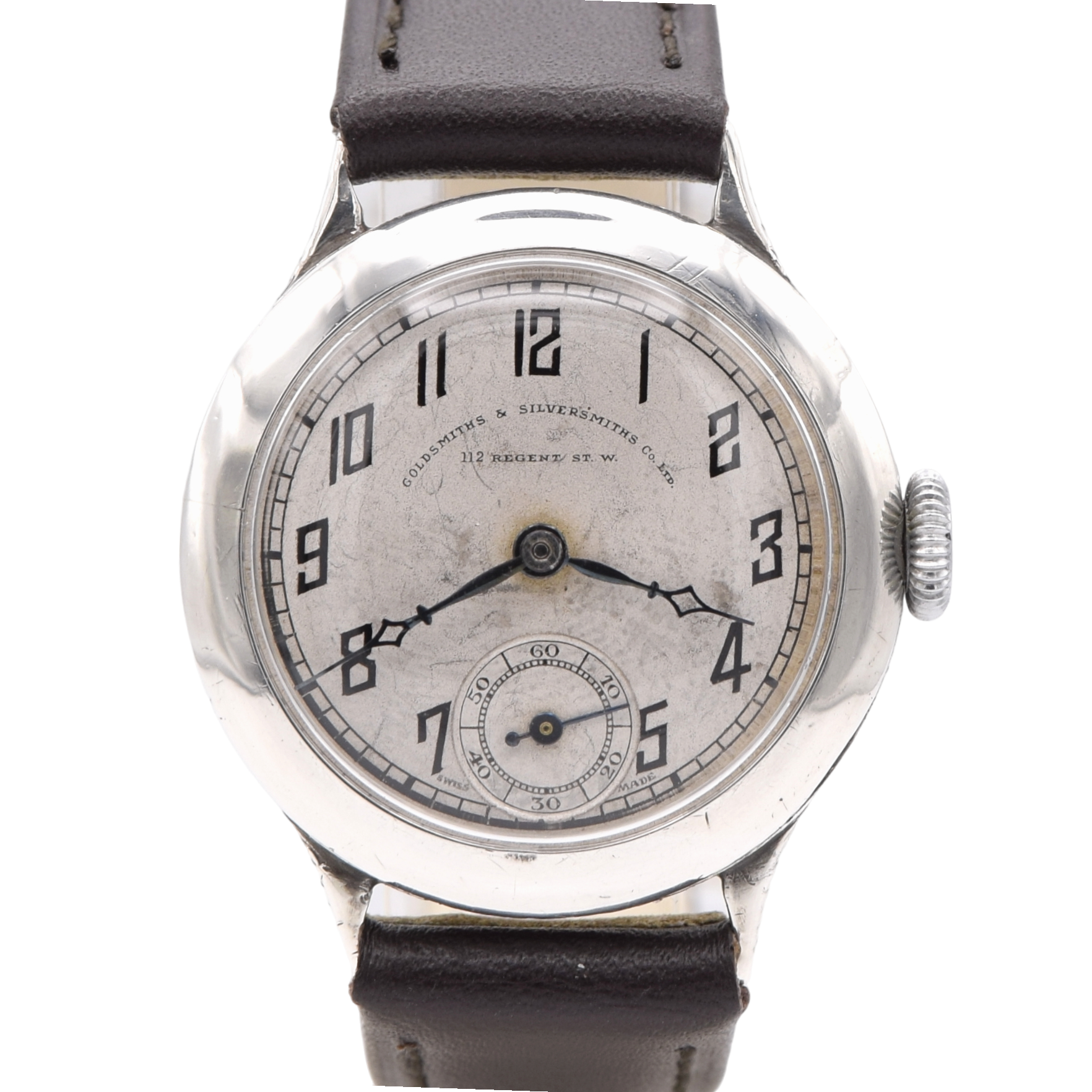1928 Art deco solid 925 sterling silver Goldsmiths & Silversmiths watch English hallmarks