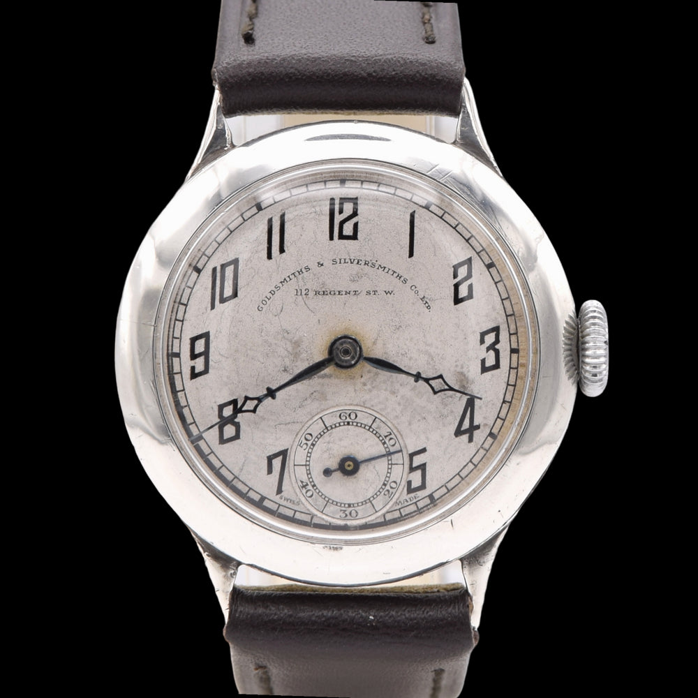 1928 Art deco solid 925 sterling silver Goldsmiths & Silversmiths watch English hallmarks