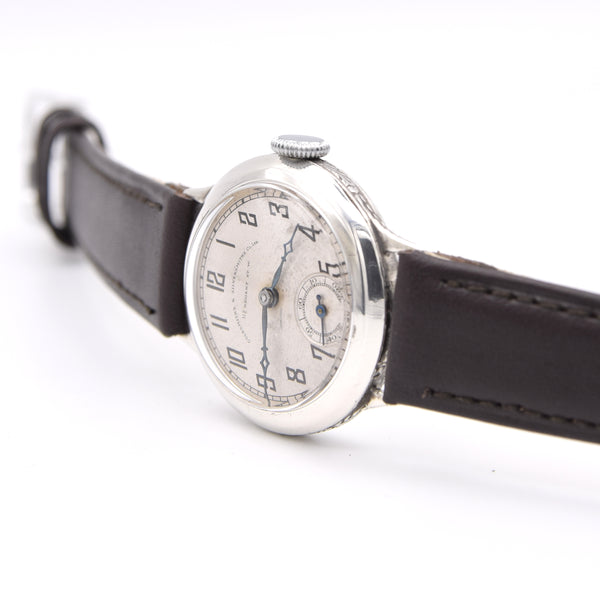 1928 Art deco solid 925 sterling silver Goldsmiths & Silversmiths watch English hallmarks