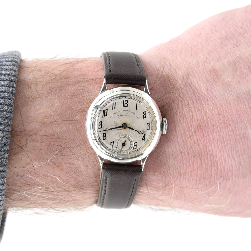 1928 Art deco solid 925 sterling silver Goldsmiths & Silversmiths watch English hallmarks