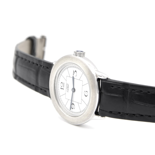 1990s ladies Cartier 'Must de' Ronde with Art Deco Numerals in 925 Sterling Silver Case Model 1806