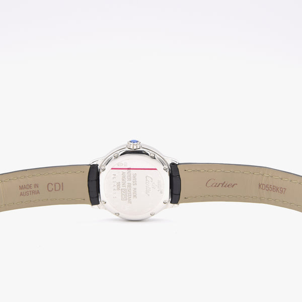 1990s ladies Cartier 'Must de' Ronde with Art Deco Numerals in 925 Sterling Silver Case Model 1806