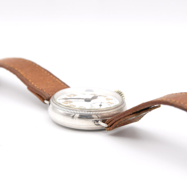 1918 Movado Chronometre Trench Style Screw Back and Front Sterling silver GS Case