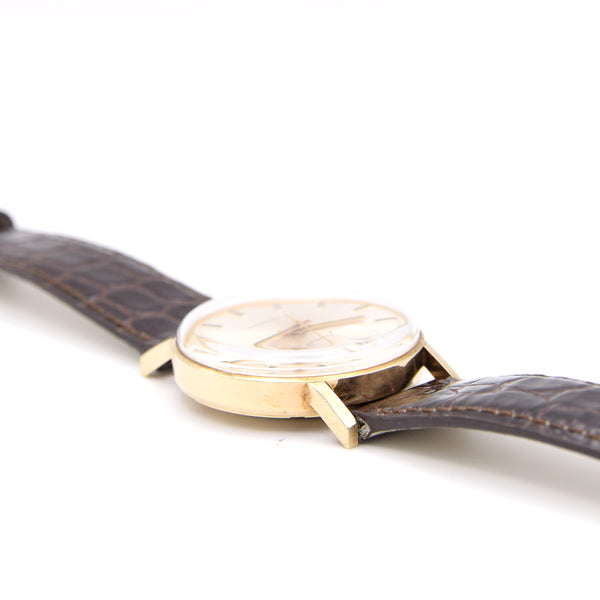1976 Garrard Automatic Date Wristwatch in solid 9ct Gold with Original Box and papers