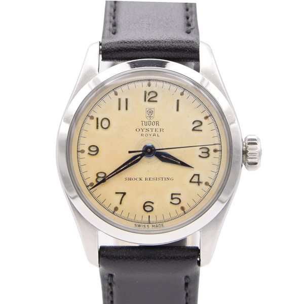 1950s Tudor Oyster Shock-Resisting 'All Arabic numerals' Steel Wristwatch Model 7903 32mm All original