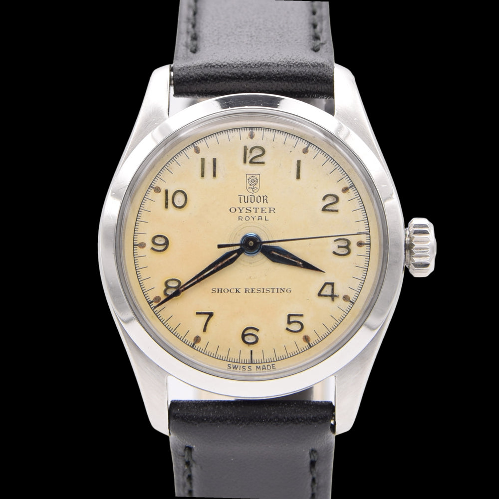 1950s Tudor Oyster Shock-Resisting 'All Arabic numerals' Steel Wristwatch Model 7903 32mm All original