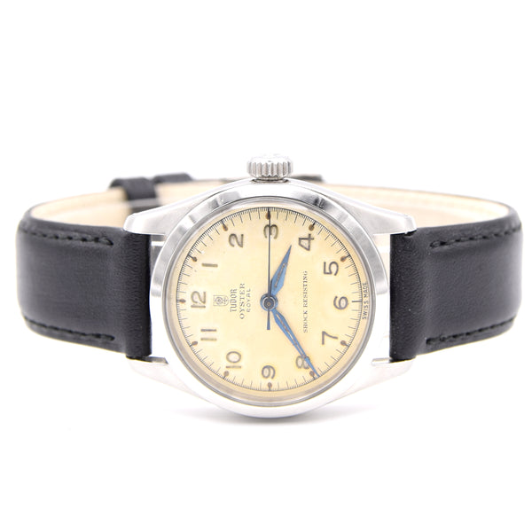 1950s Tudor Oyster Shock-Resisting 'All Arabic numerals' Steel Wristwatch Model 7903 32mm All original